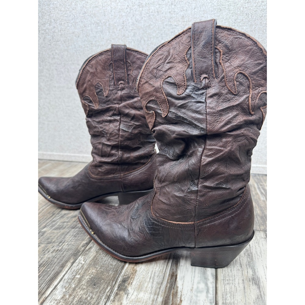 Vintage-Style Durango Brown Slouch Cowboy Western Boots 6.5